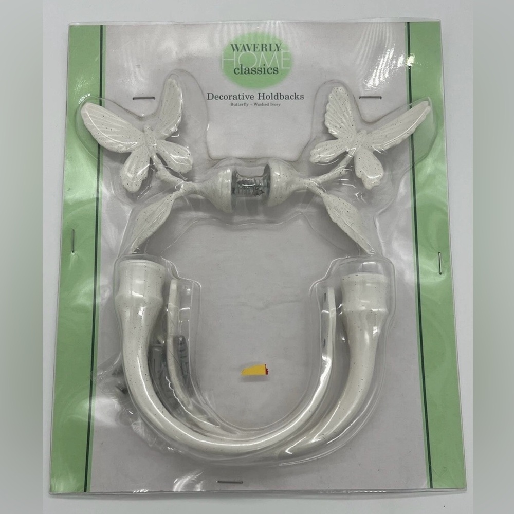 Waverly Butterfly Curtain Tie Hold Backs White Metal Whimsical Cottagecore NIB